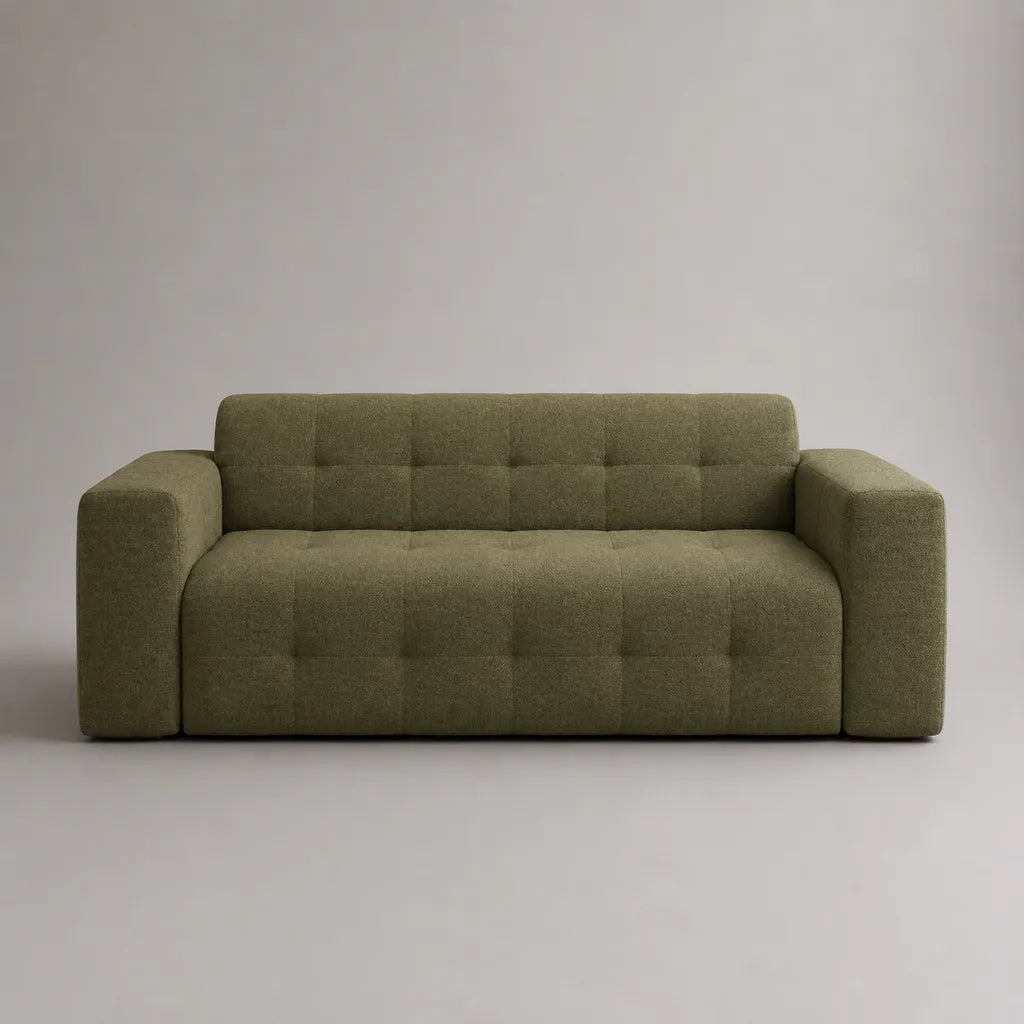 Divano 2 posti in poliestere verde oliva, 180 x 85 x 76 cm