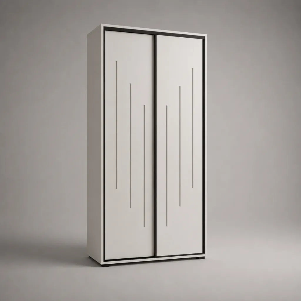 Armadio guardaroba in legno con 2 ante scorrevoli, bianco e nero, 100 x 50 x 200 cm