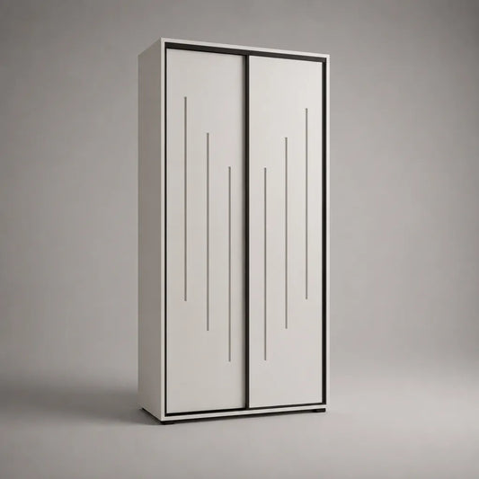 Armadio guardaroba in legno con 2 ante scorrevoli, bianco e nero, 100 x 50 x 200 cm