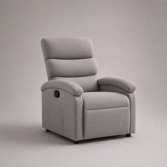 Poltrona reclinabile manuale imbottita in tessuto grigio chiaro, 90 × 96 × 100 cm